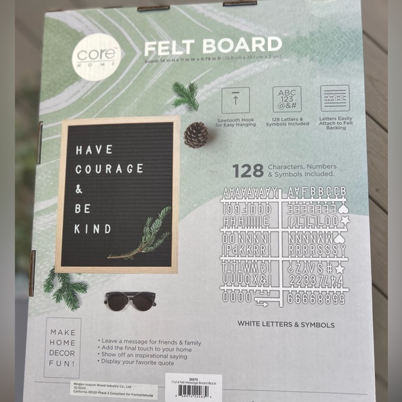 Core Home Black Felt Board with Wooden Frame - Picture 2 of 2